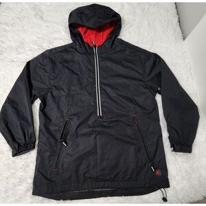 Starter Brand 3/4 Zip Windbreaker Rain Jacket Golf Size Medium Black‎ and Red